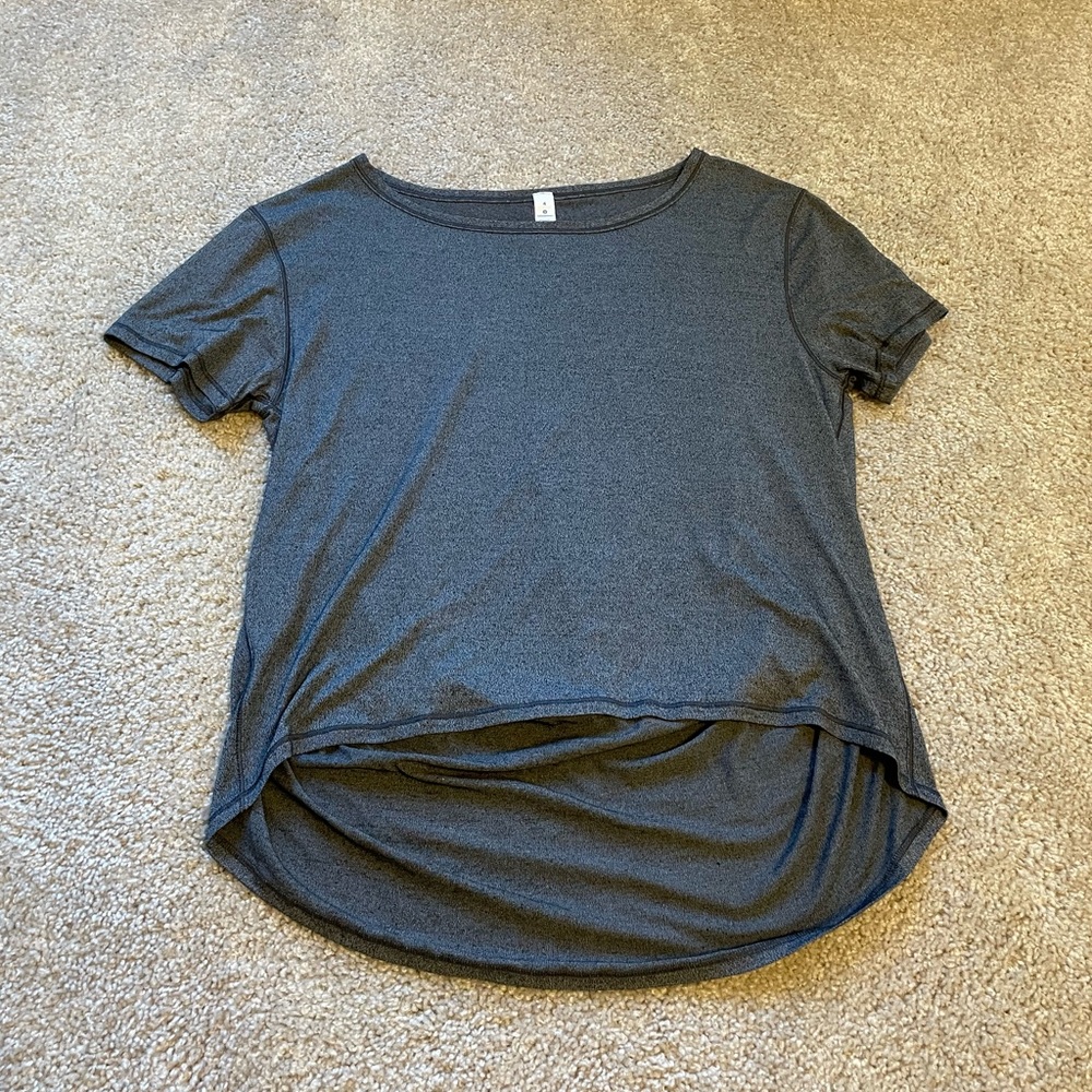Lululemon fall in place short sleeve, size 4, heathered black/white